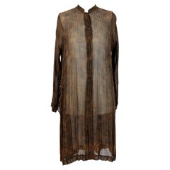 Dries Van Noten Maxi Shirt Silk Dress Brown 1990s Vintage
