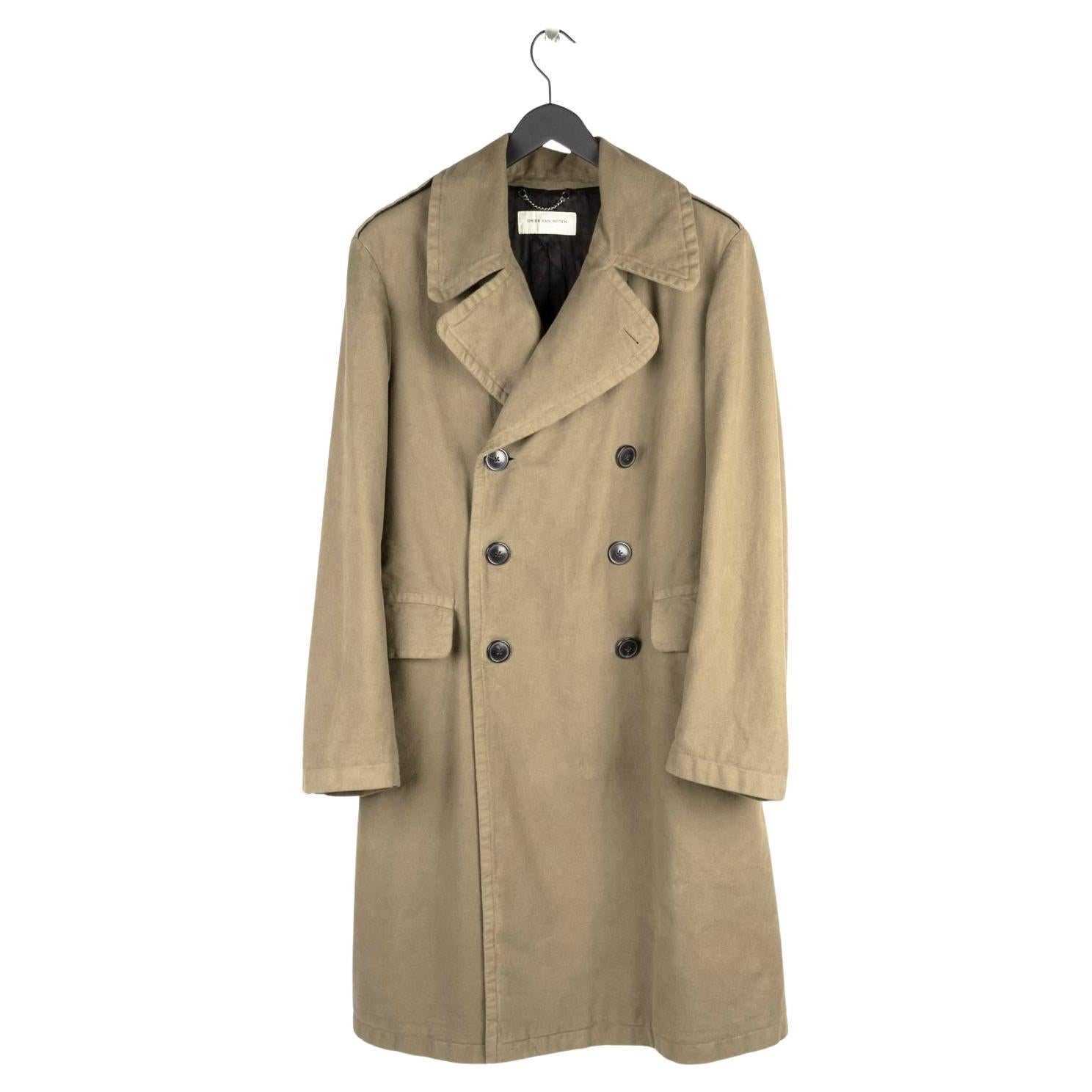 Dries van Noten Men Moleskin Coat Long Military Size 52 Large For Sale at 1stDibs