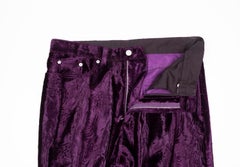 Dries Van Noten Herrenhose aus Velour mit weitem Bein, Größe ITA50/Groß