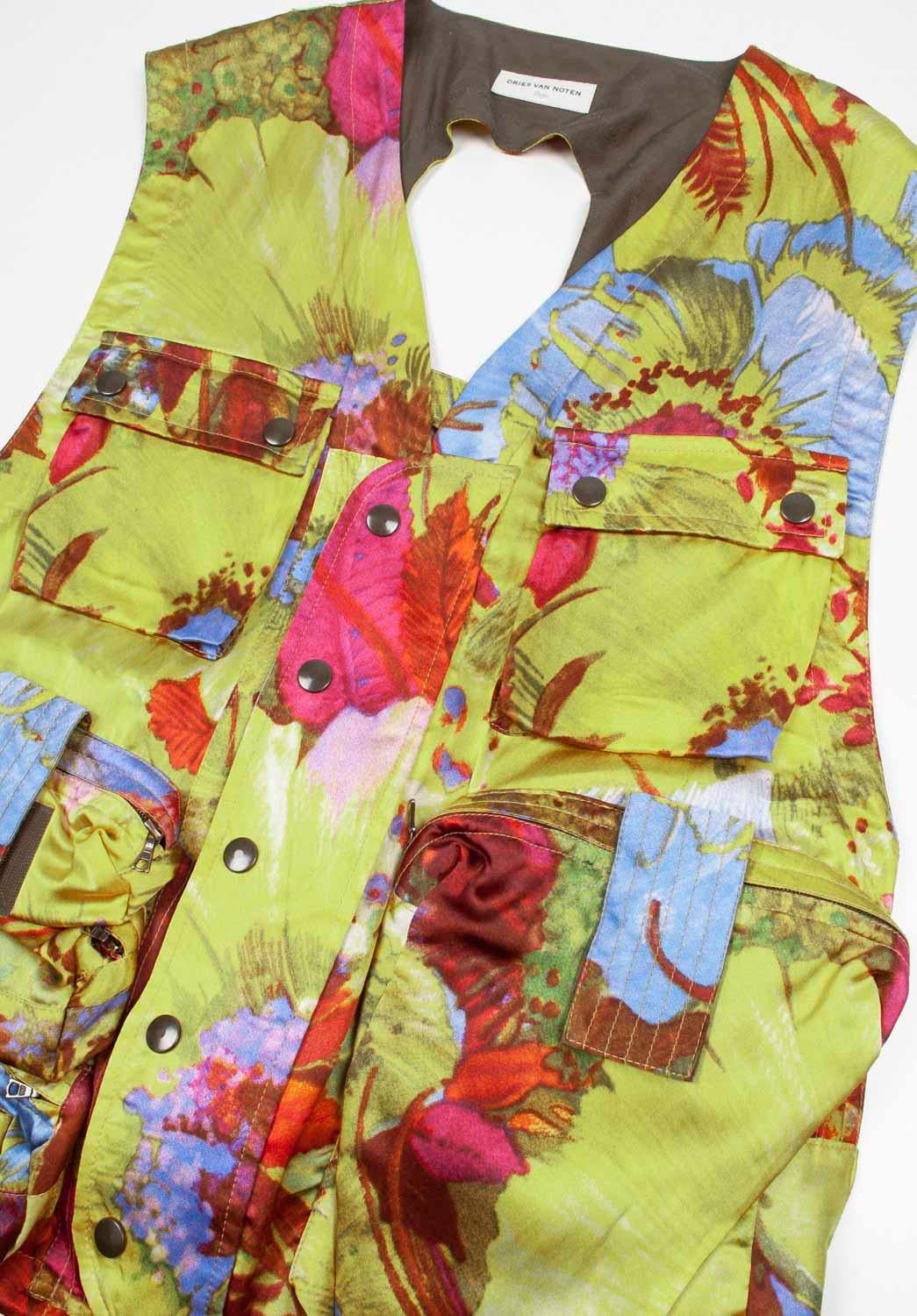 Beige Dries Van Noten Men Vest Cargo Floral Size L For Sale