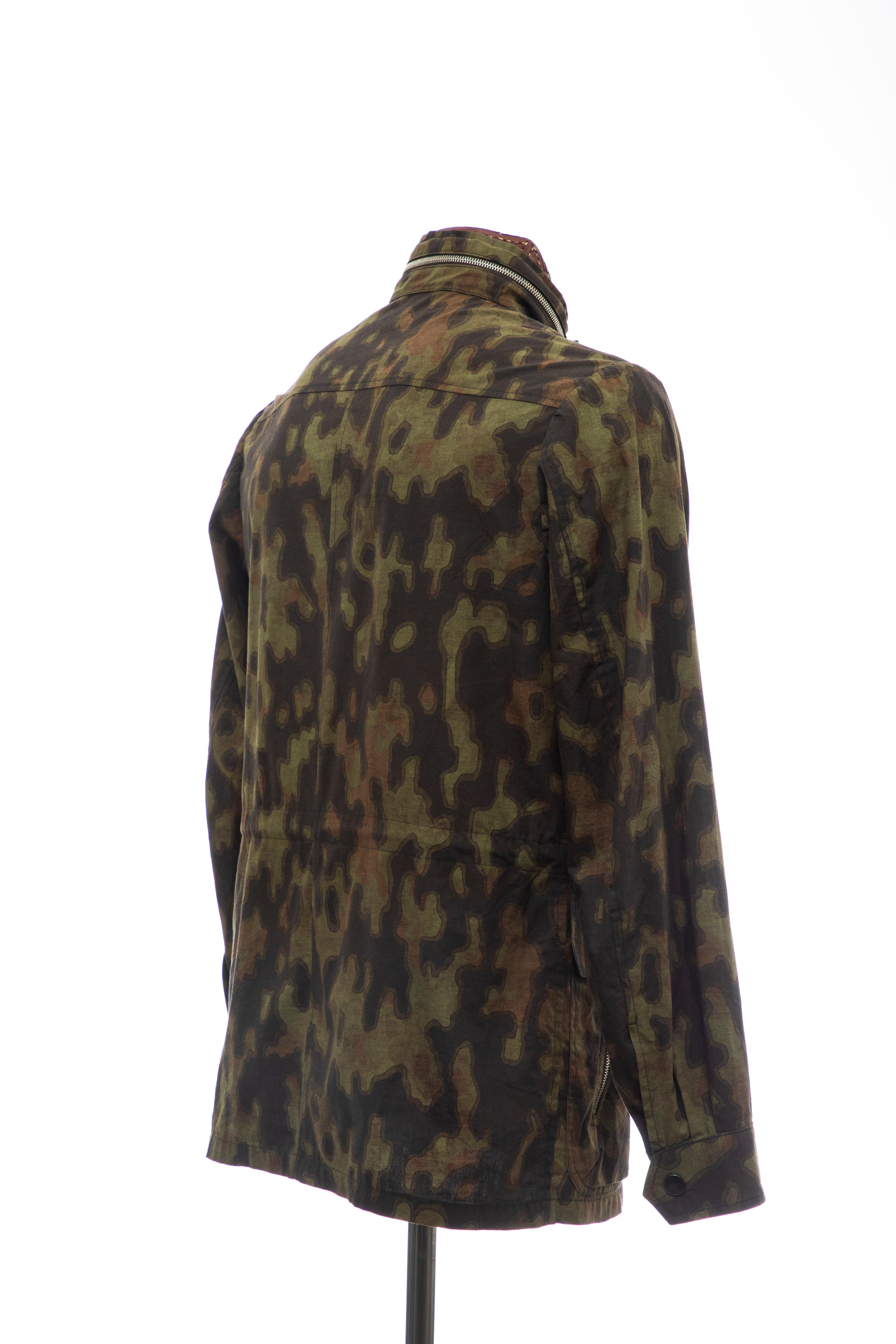 Black Dries Van Noten Men's Cotton Camouflage Jacket, Spring 2013 For Sale