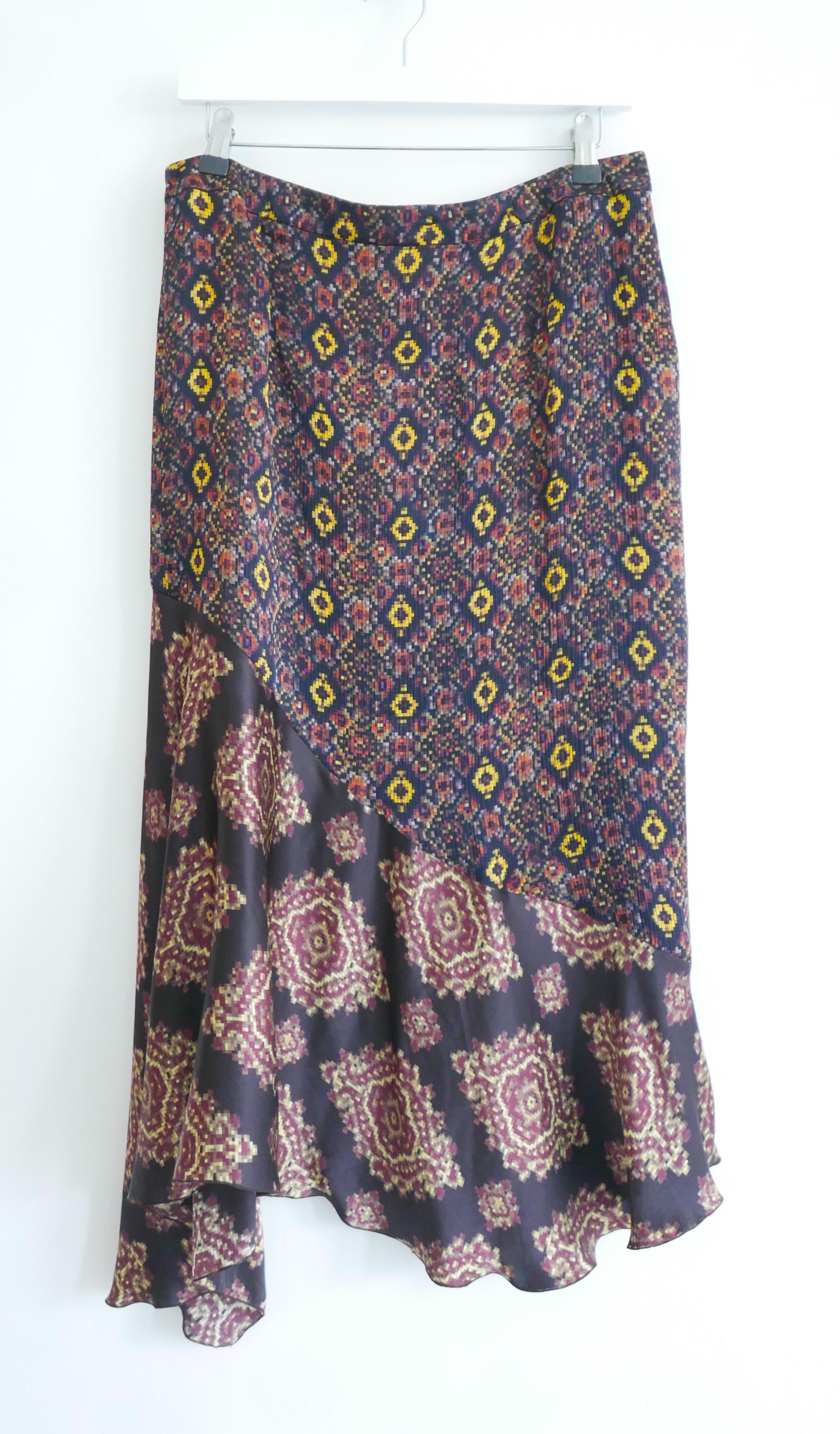 Women's Dries Van Noten mixed print silk wrap skirt