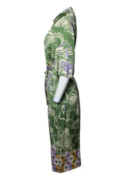Dries van Noten, multi green Dakola wrap dress