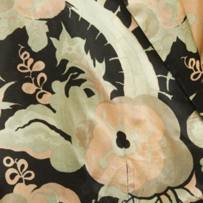 Marrone Dries van Noten - Giacca in raso con stampa floreale multicolore - L. in vendita