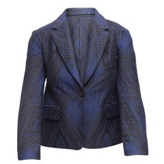 Dries Van Noten Navy & Black Jacquard Blazer
