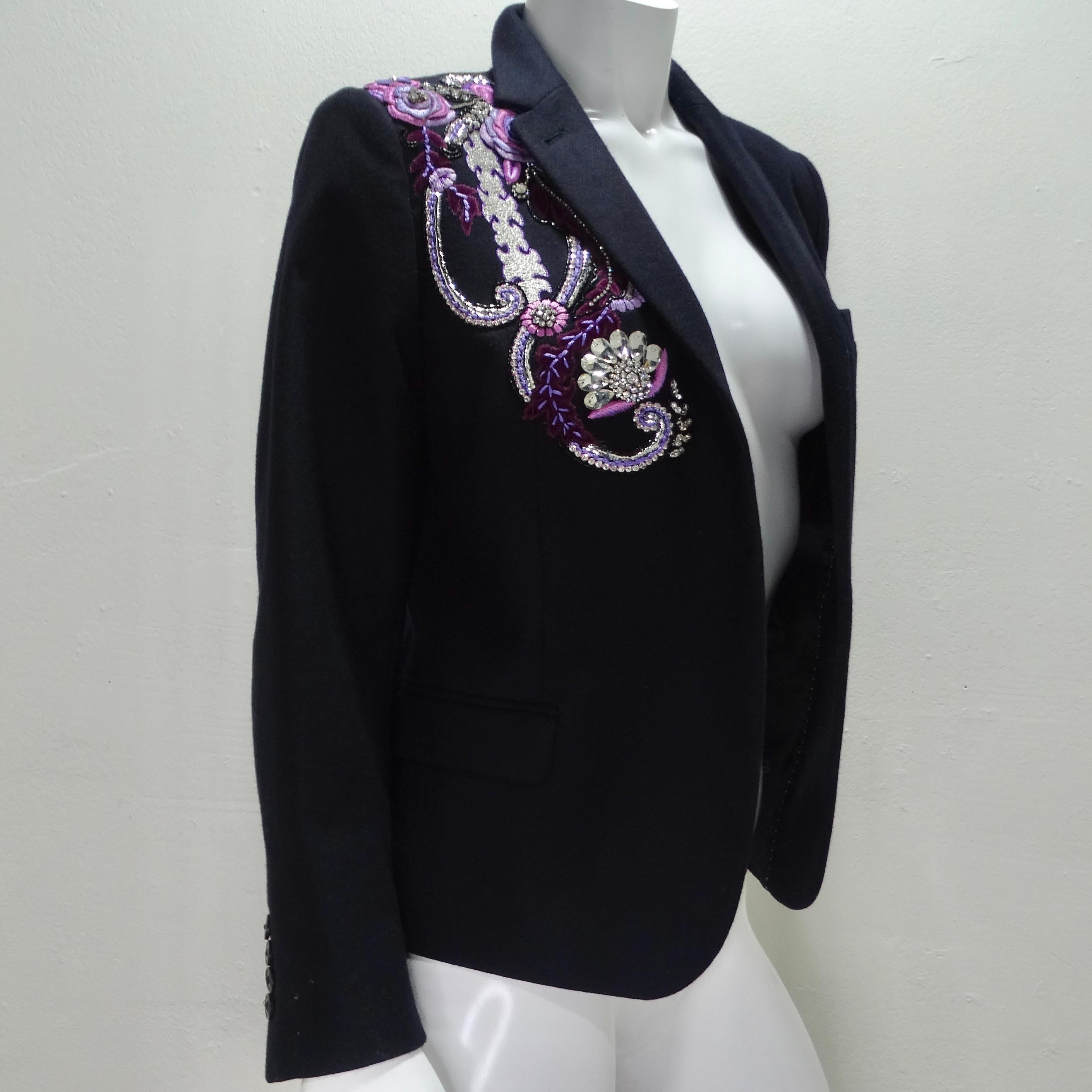 Women's or Men's Dries Van Noten Navy Crystal Embroidered Blazer For Sale