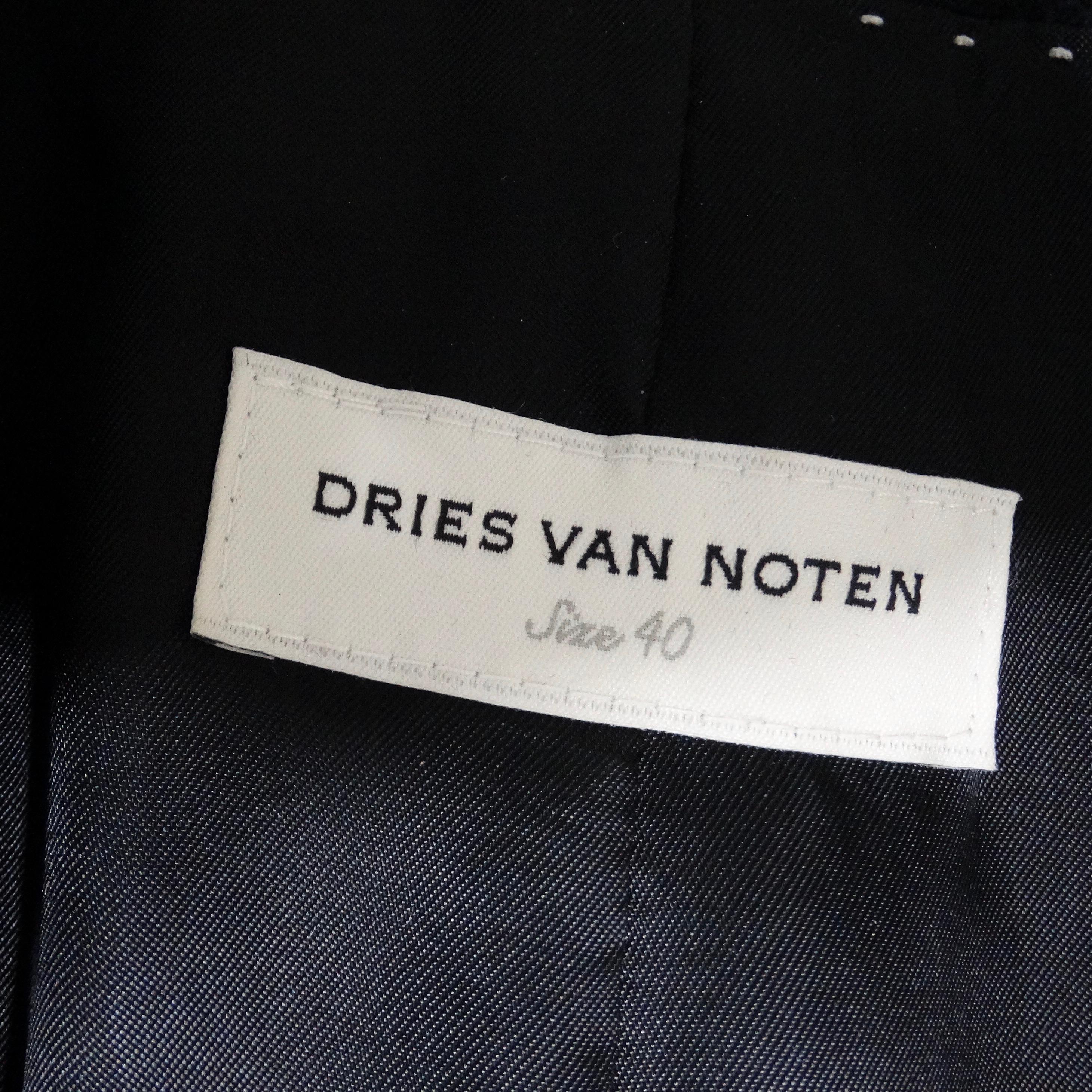 Dries Van Noten Navy Crystal Embroidered Blazer For Sale 3