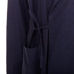 DRIES VAN NOTEN navy subtle printed cotton collared kimono overshirt IT44 XS