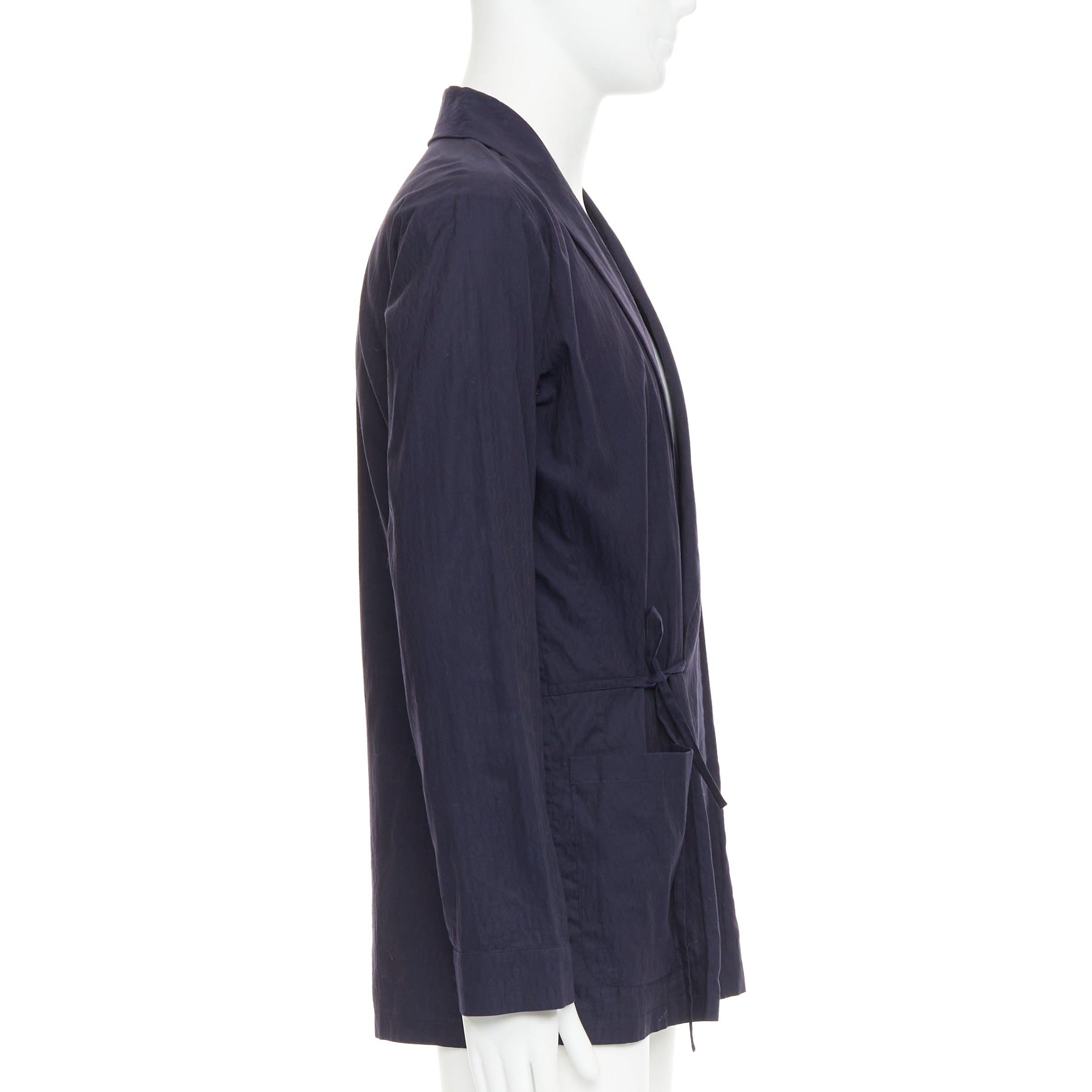 DRIES VAN NOTEN bleu marine subtil imprimé coton kimono à col overshirt IT44 XS Bon état - En vente à Hong Kong, NT
