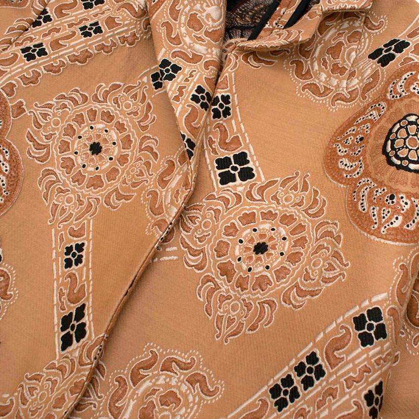 Beige Dries Van Noten Nude Jacquard Embroidered Coat - Size S