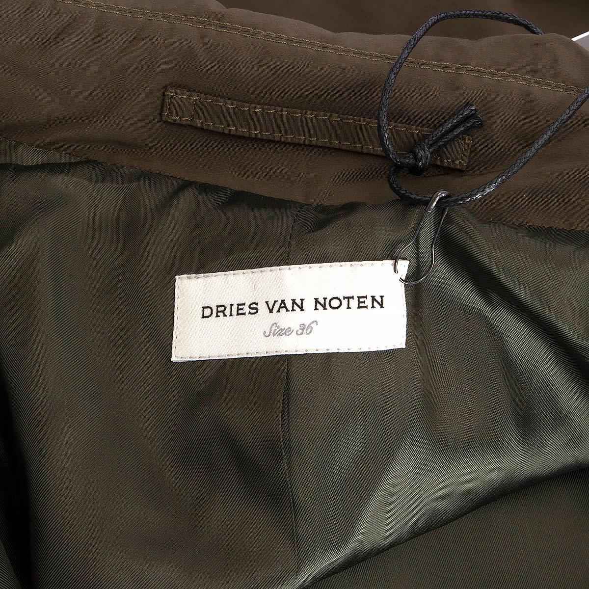 DRIES VAN NOTEN - Manteau manteau portefeuille en coton vert olive 36 S en vente 1