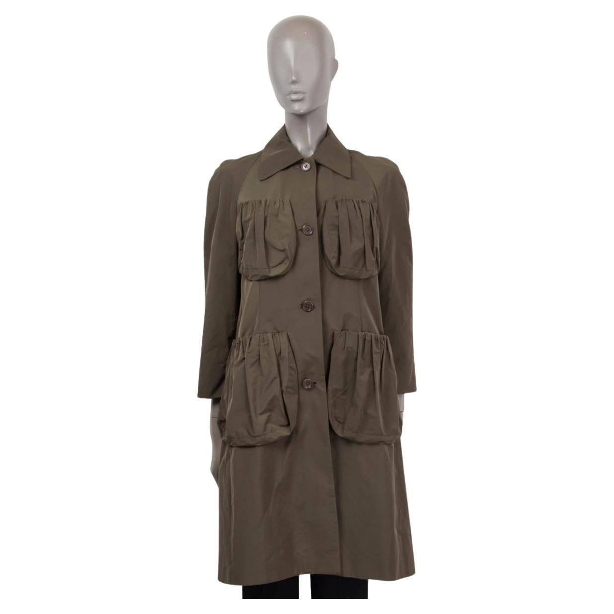 DRIES VAN NOTEN - Manteau manteau portefeuille en coton vert olive 36 S en vente