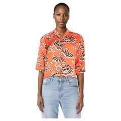 Dries Van Noten Orange Pixel Pattern Blouse Size S