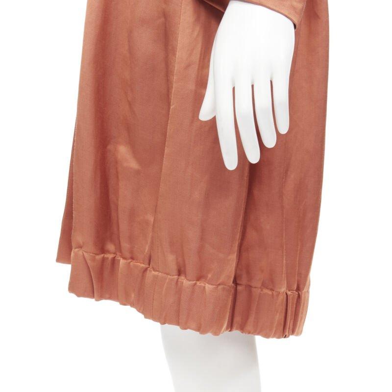 DRIES VAN NOTEN orange ramie rayon elasticated ruched hem belted trench coat S 5