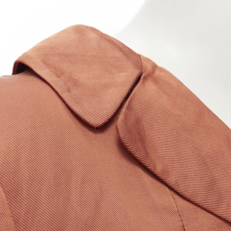 DRIES VAN NOTEN orange ramie rayon elasticated ruched hem belted trench coat S 2