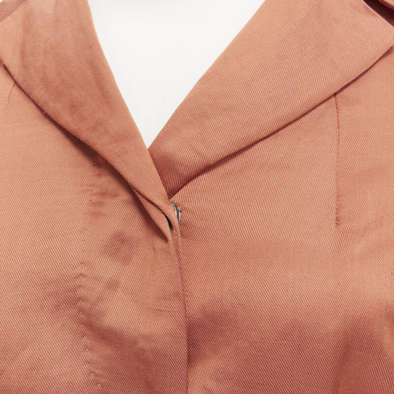 DRIES VAN NOTEN orange ramie rayon elasticated ruched hem belted trench coat S 3