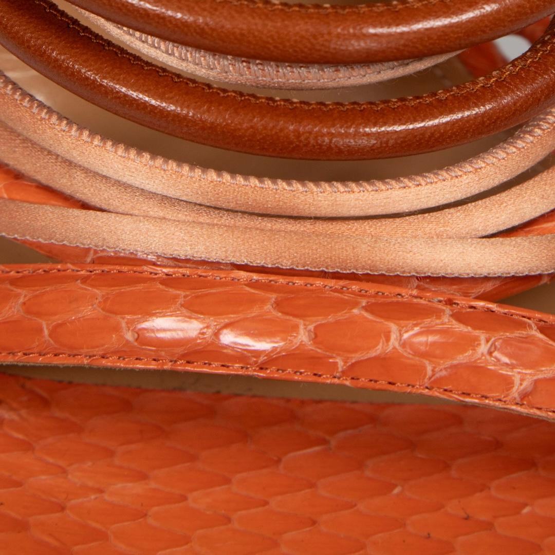 Dries Van Noten Orange Snakeskin Print Sandals Size IT 39 For Sale 1