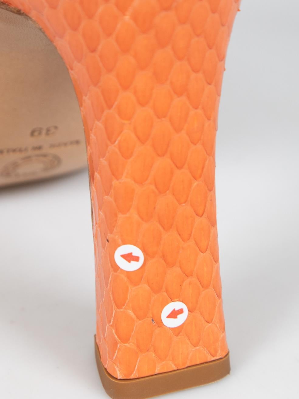 Dries Van Noten Orange Snakeskin Print Sandals Size IT 39 For Sale 5
