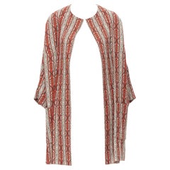 DRIES VAN NOTEN orange white striped jacquard cotton cocoon coat S