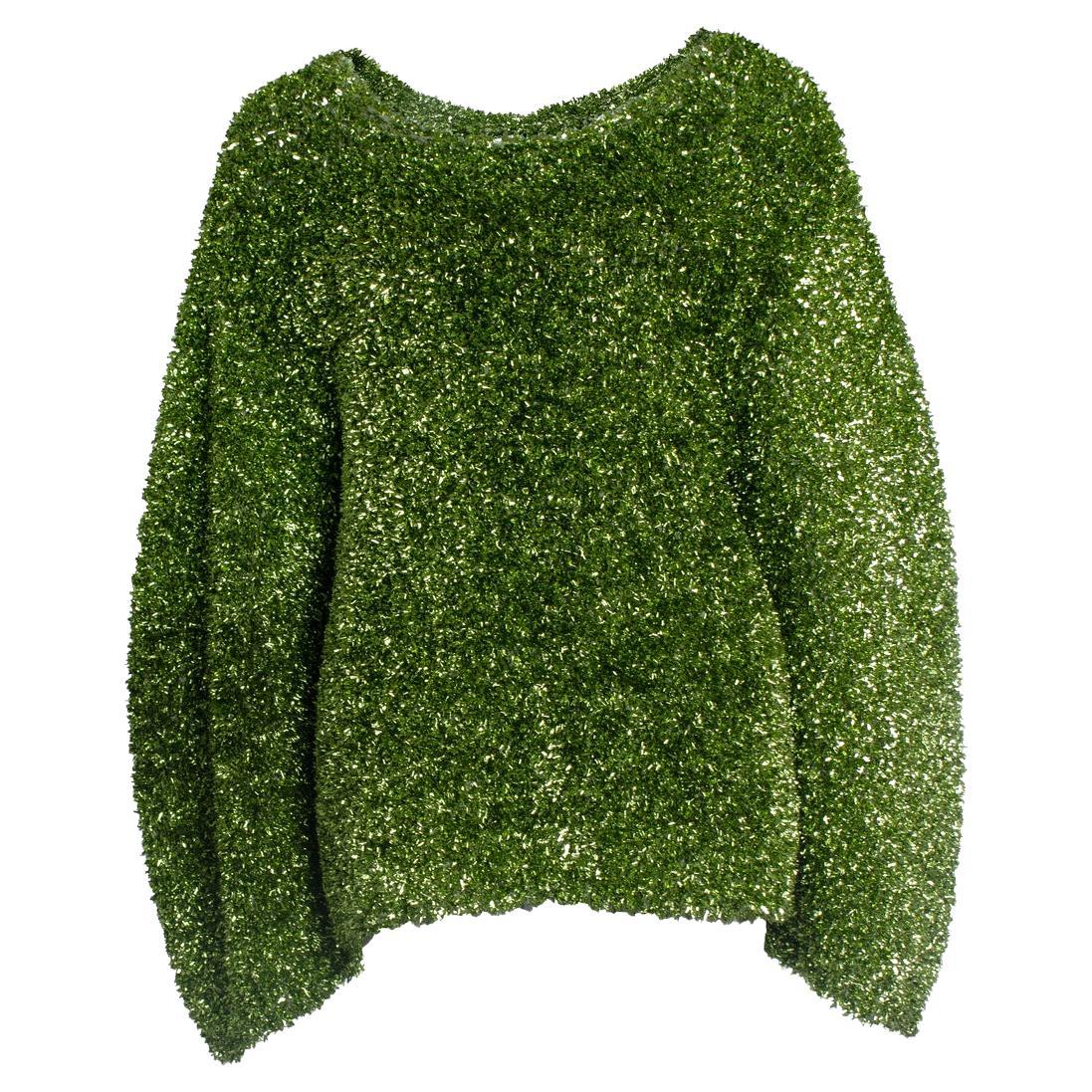 Dries van Noten, Oversized lame green sweater