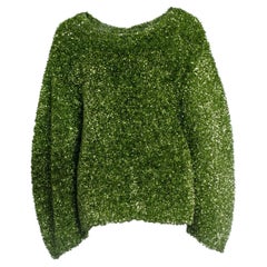 Dries van Noten, Übergroßer grüner Pullover aus Leinen