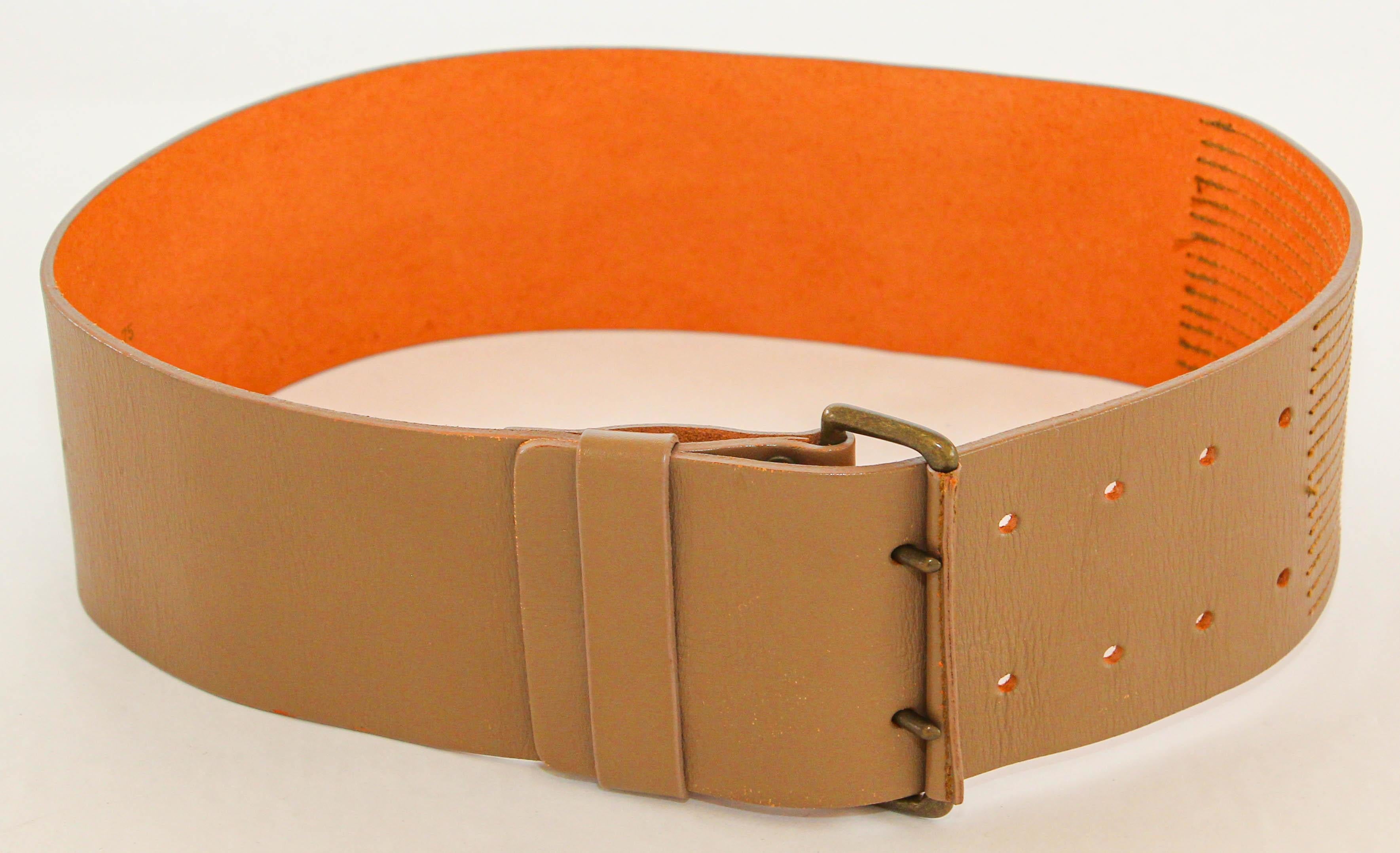 Dries Van Noten Oversized Wide Leather Waist Belt For Sale 5