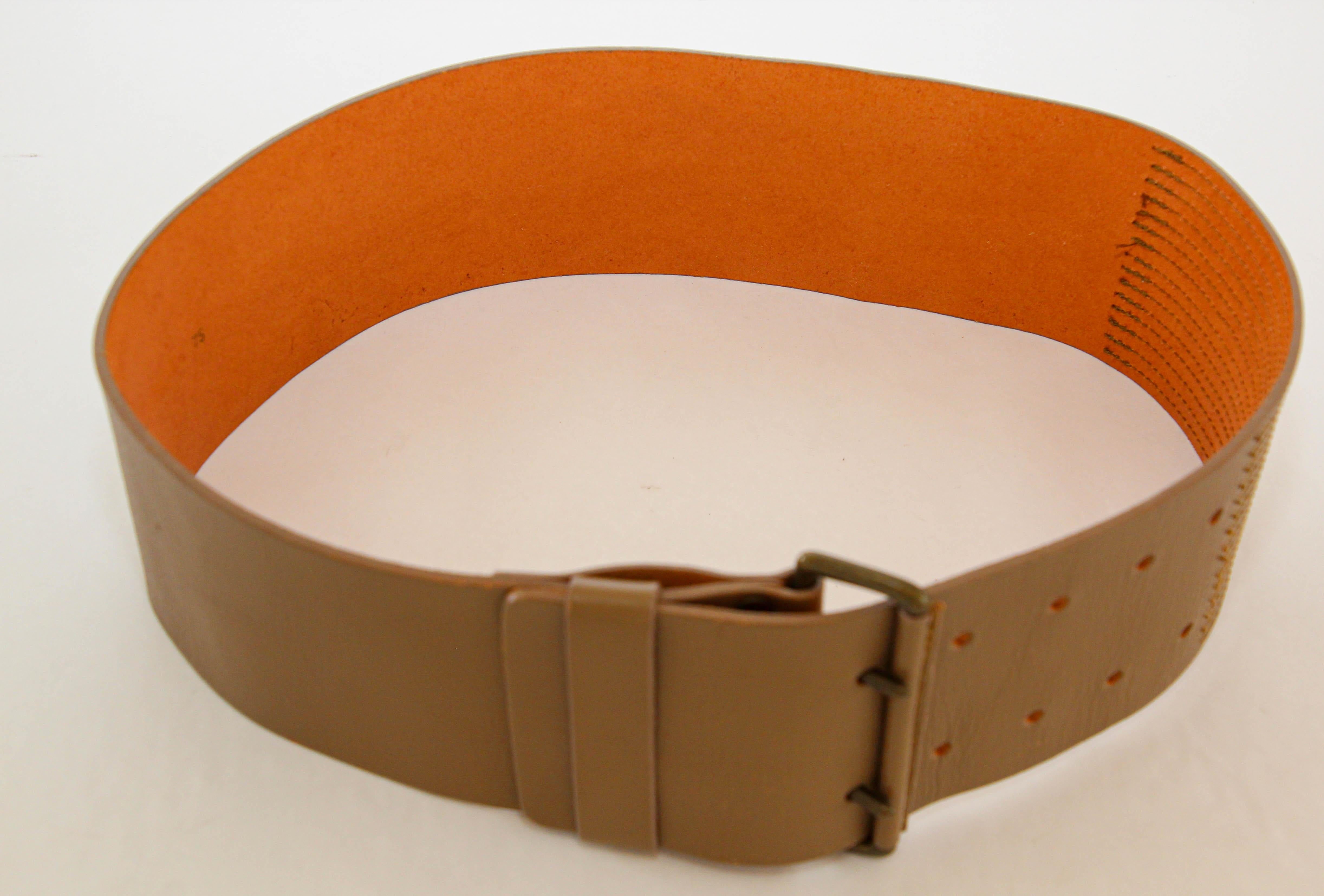 Dries Van Noten Oversized Wide Leather Waist Belt For Sale 8