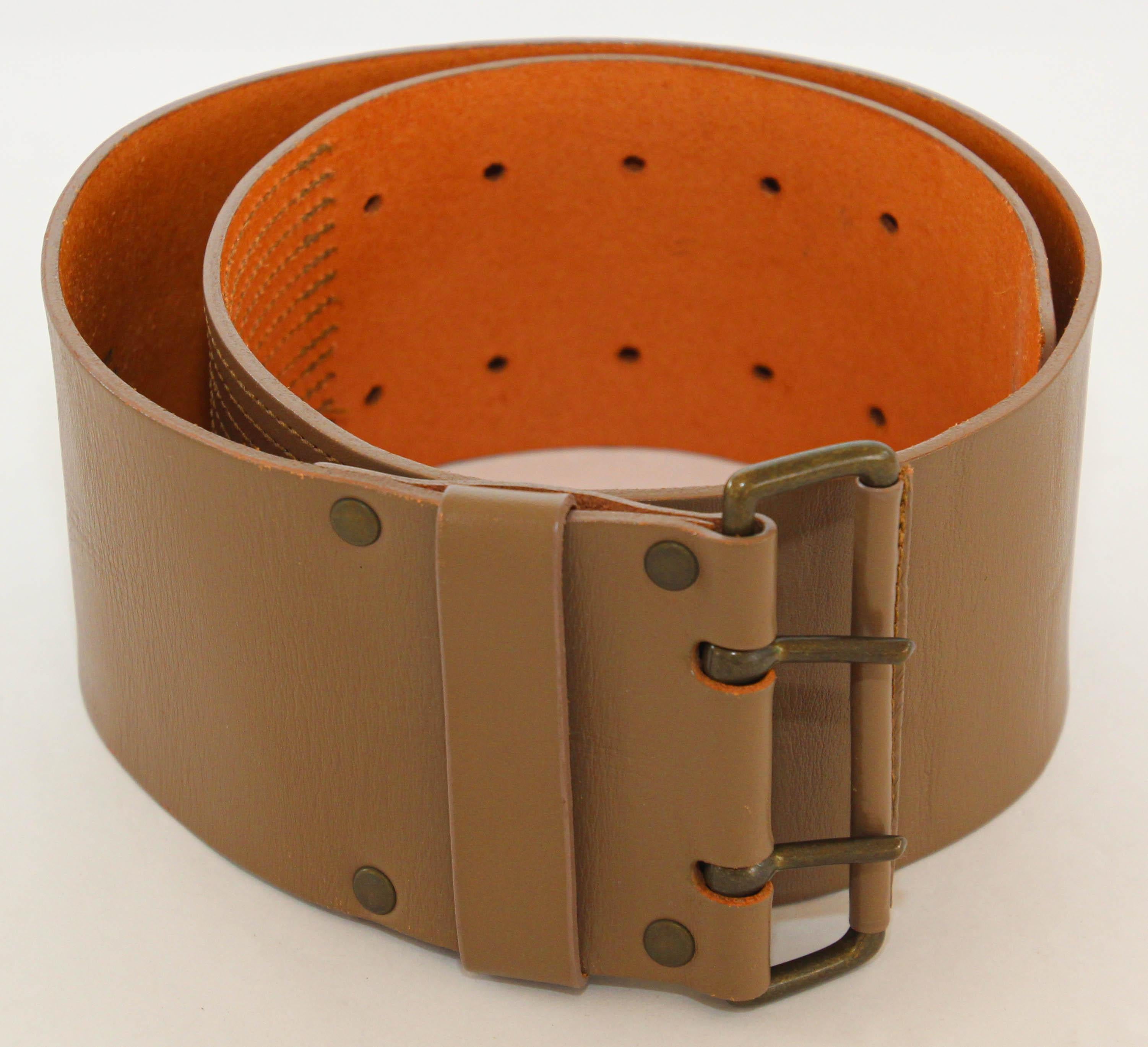 Dries Van Noten Oversized Wide Leather Waist Belt In Good Condition For Sale In North Hollywood, CA