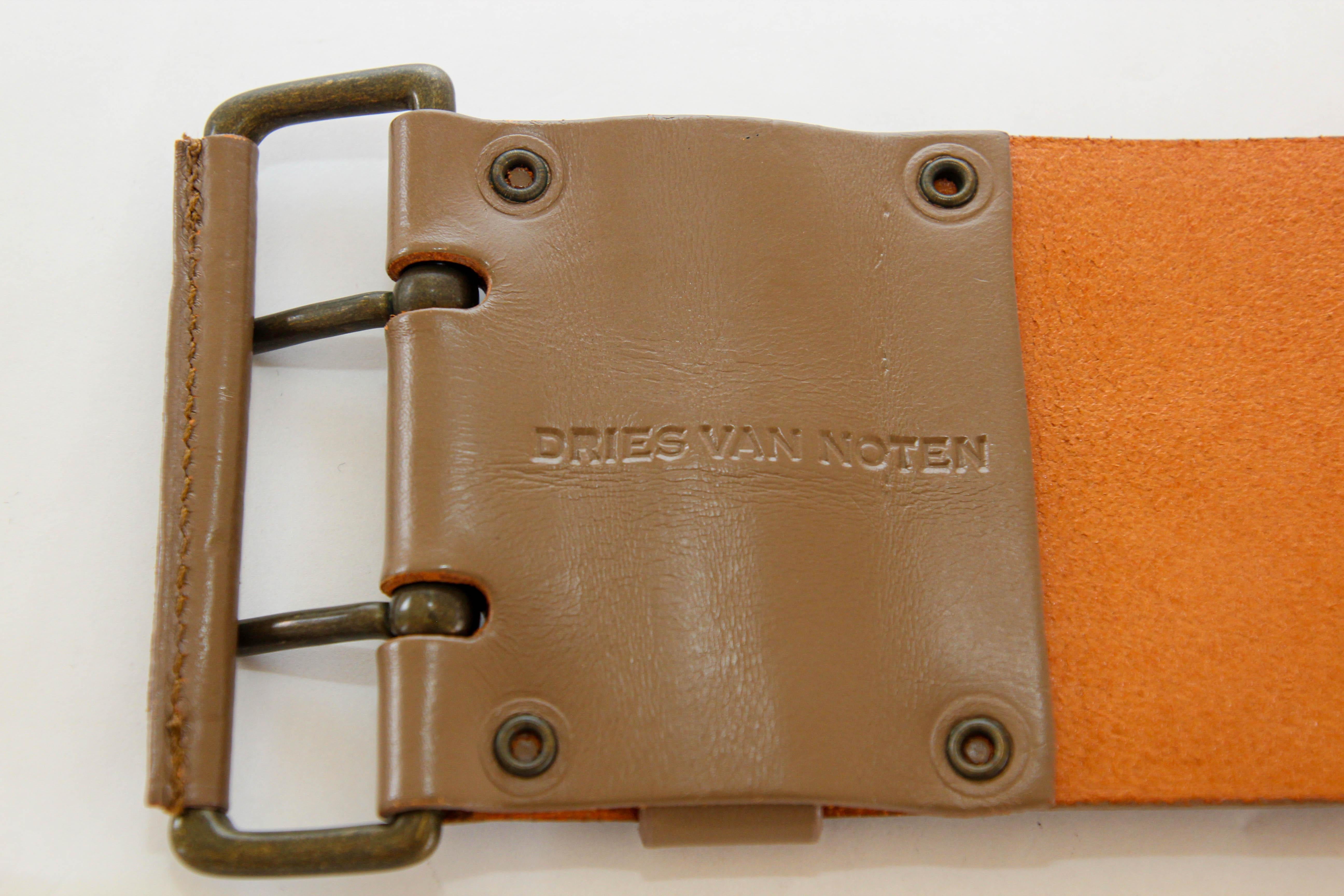 Dries Van Noten Oversized Wide Leather Waist Belt For Sale 1