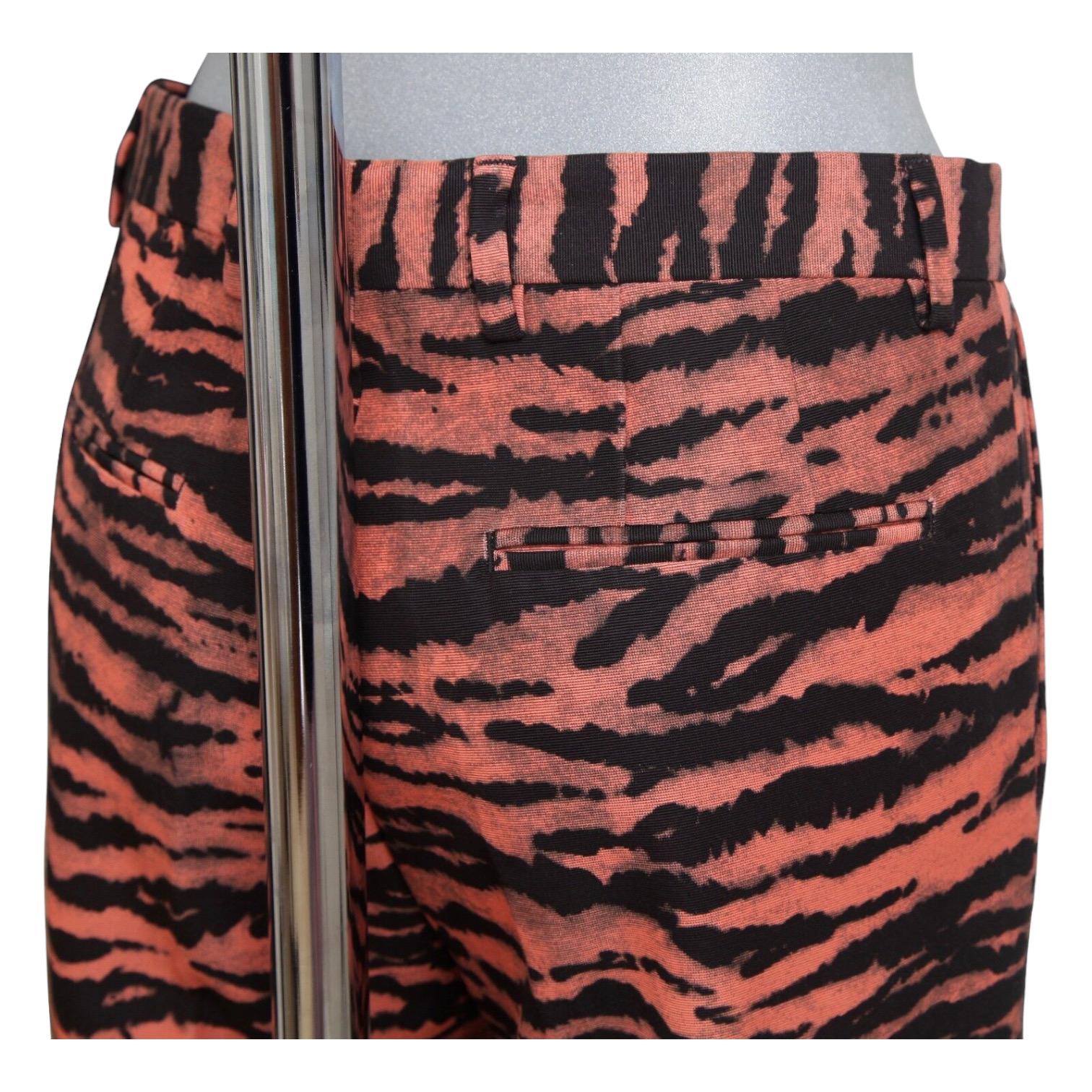 DRIES VAN NOTEN Pant Straight Leg Print Black Peach Sz 36 NWT For Sale 1