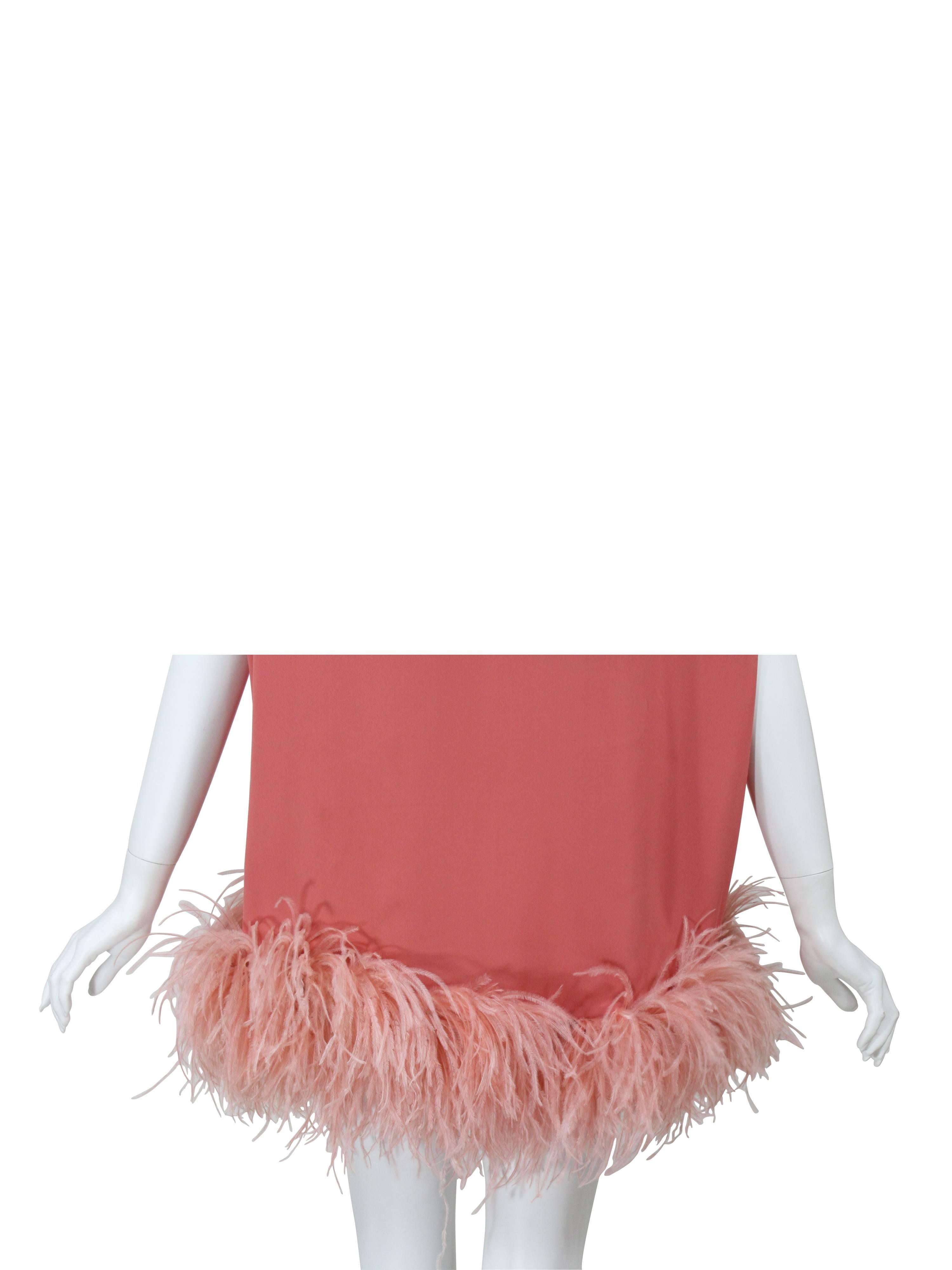 Dries Van Noten Pink Crepe Feather Trim Tunic Top Runway F/W 2013 For Sale 1