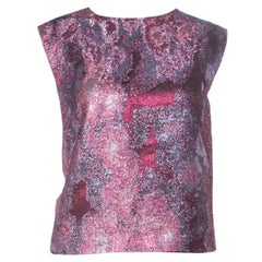 Dries Van Noten Pink Lurex Jacquard Sleeveless Top M