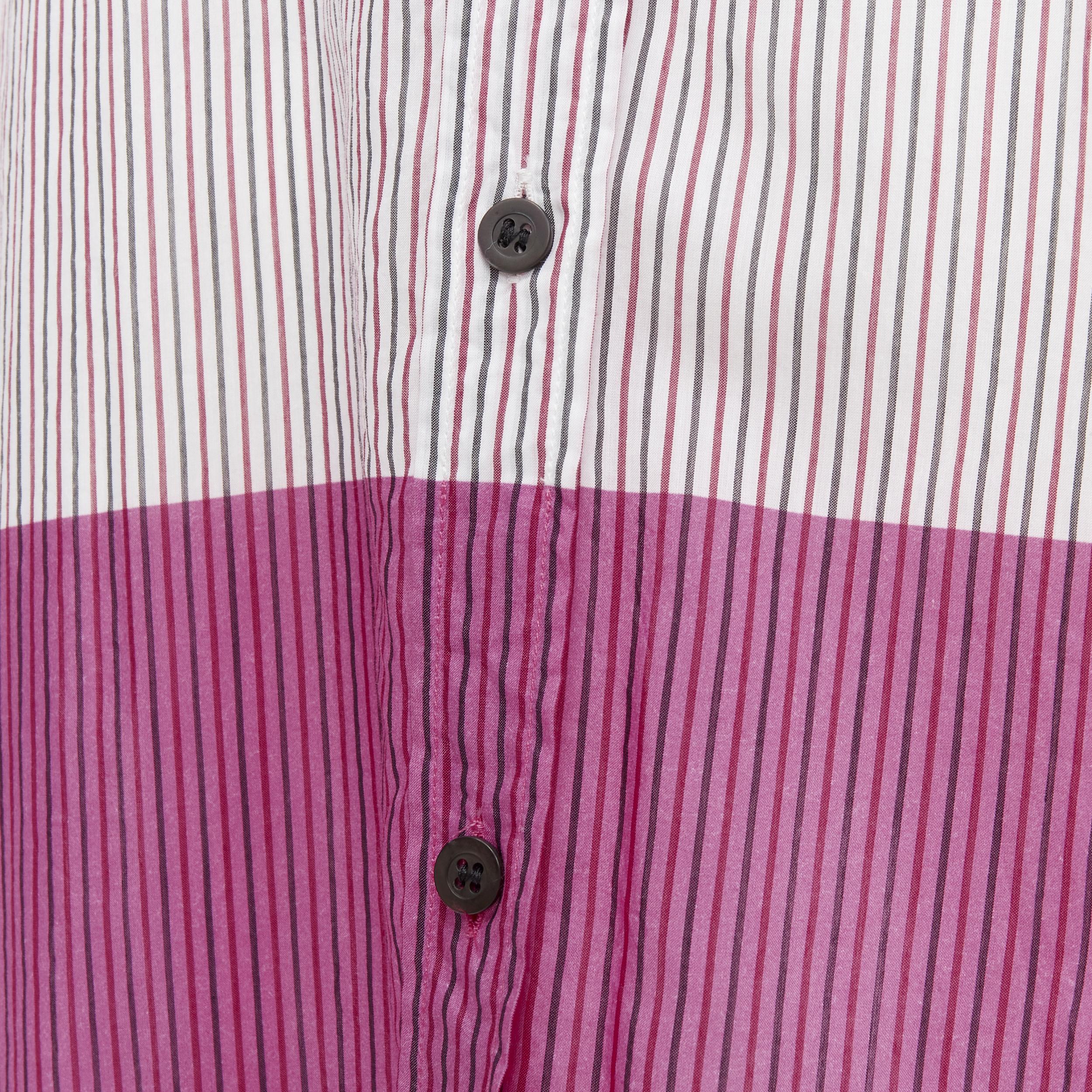 DRIES VAN NOTEN pinstripe cotton cupro pink hem shirt dress FR34 XS For Sale 2