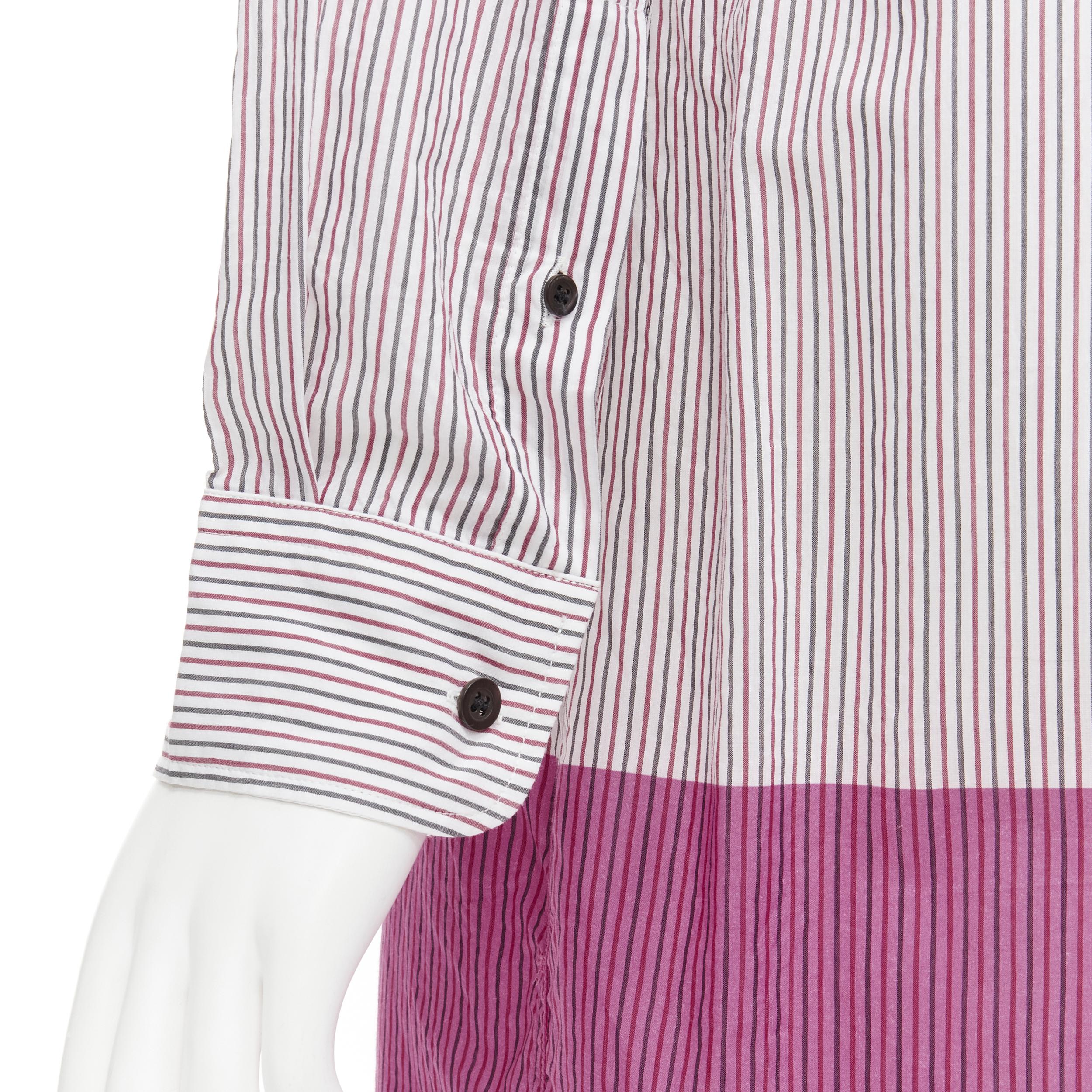 Women's DRIES VAN NOTEN pinstripe cotton cupro pink hem shirt dress FR34 XS For Sale