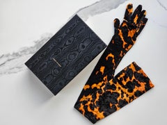 Dries Van Noten Printed leopard long velvet gloves! Fashionable piece! Size S/M