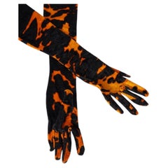 Dries Van Noten Printed leopard long velvet gloves! Fashionable piece! Size S/M