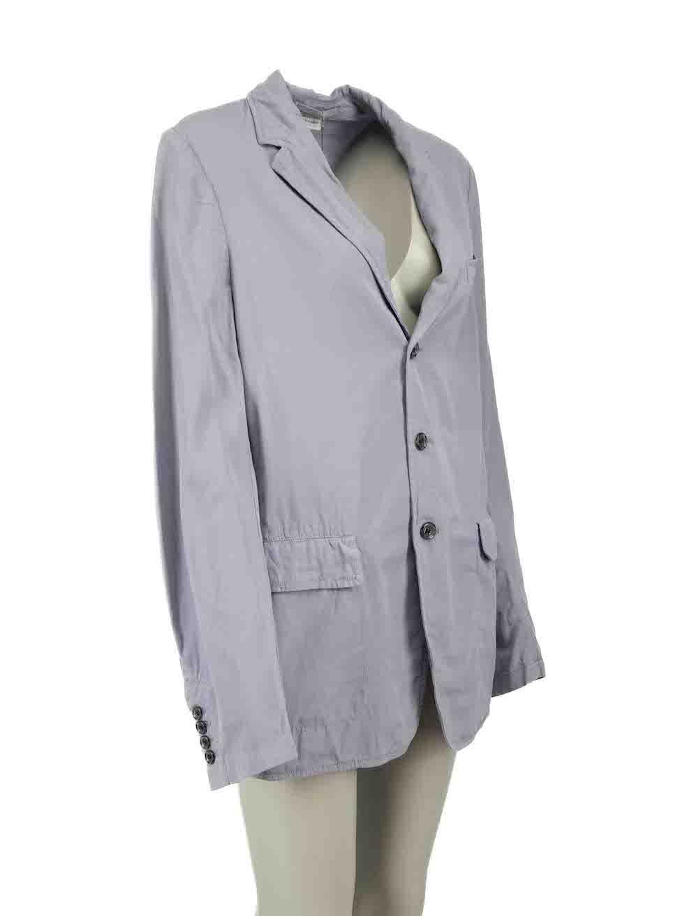 CONDITION is Never worn, with tags. No visible wear to jacket is evident on this new Dries Van Noten designer resale item.
 
 Details
 Purple
 Cotton
 Long sleeves blazer
 Front button closure
 2x Front side pockets with flaps
 Buttoned cuffs
