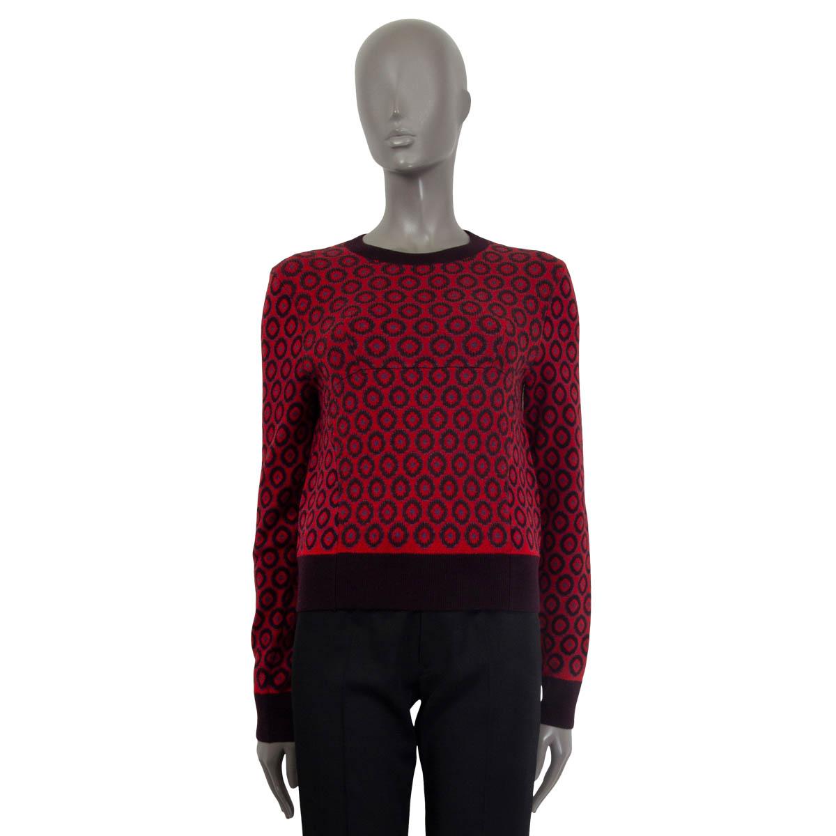 DRIES VAN NOTEN Himbeere & Auberginefarbener Wollpullover TINY DOT CREWENECK XS (Schwarz) im Angebot