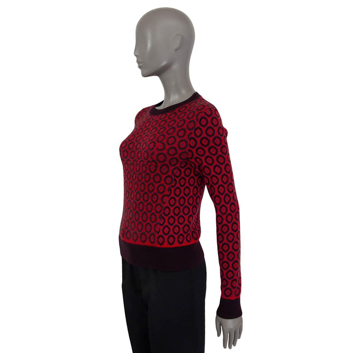 DRIES VAN NOTEN Himbeere & Auberginefarbener Wollpullover TINY DOT CREWENECK XS im Zustand „Hervorragend“ im Angebot in Zürich, CH