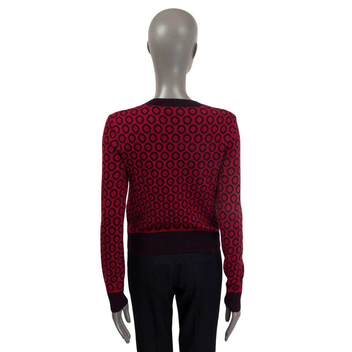 DRIES VAN NOTEN Himbeere & Auberginefarbener Wollpullover TINY DOT CREWENECK XS Damen im Angebot