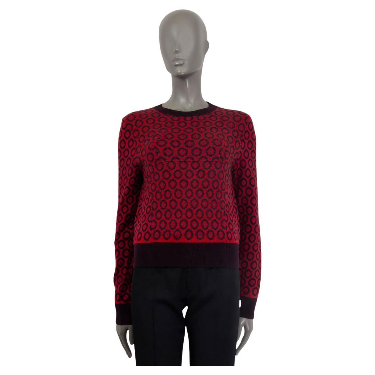 DRIES VAN NOTEN raspberry & eggplant wool TINY DOT CREWENECK Sweater XS