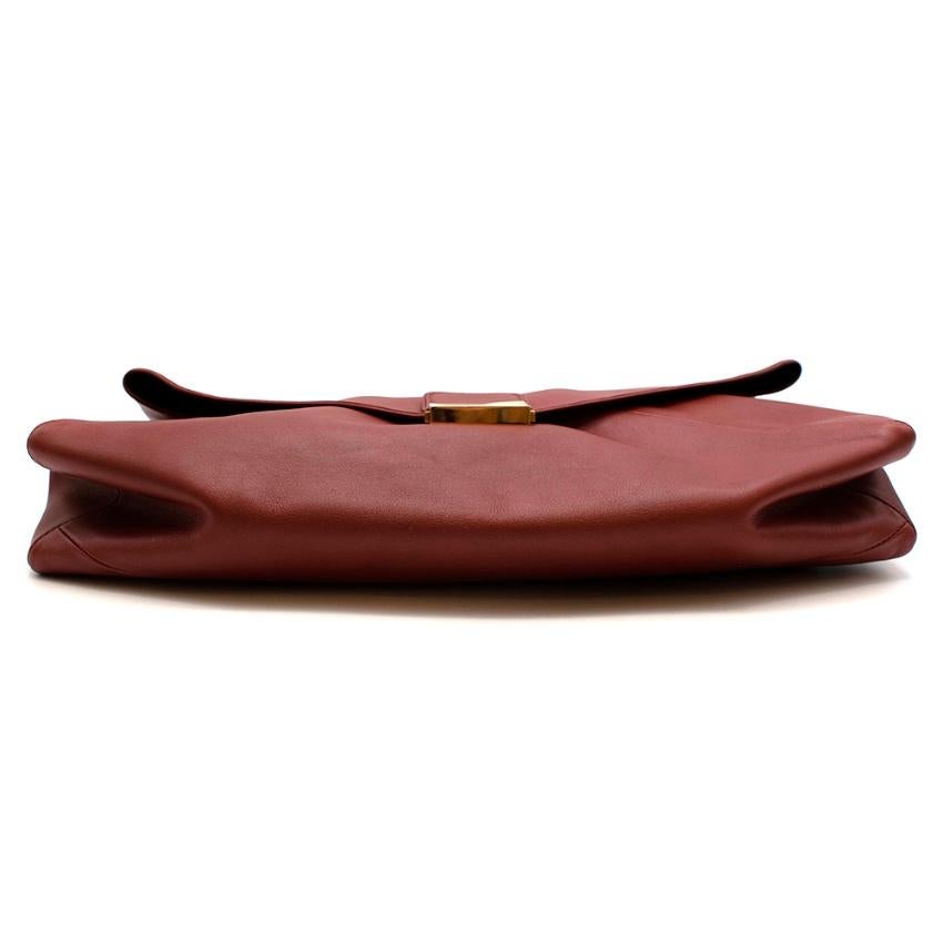 Brown Dries Van Noten Red Leather Envelope Pouch Bag 