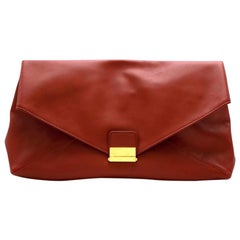 Dries Van Noten Red Leather Envelope Pouch Bag