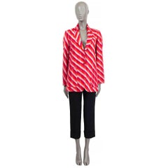 DRIES VAN NOTEN red pink silk 2022 IKAT STRIPED Blazer Jacket 38 M