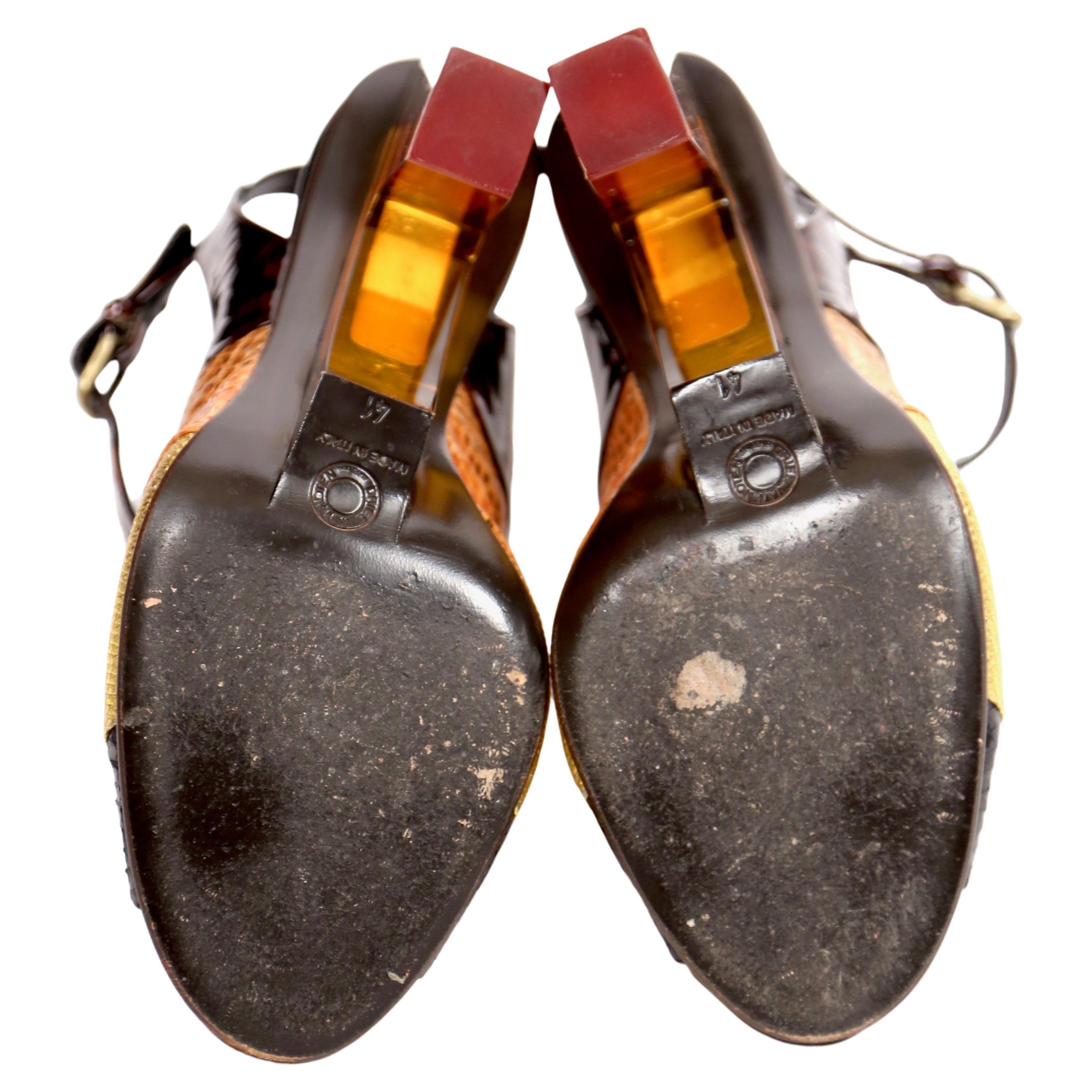 DRIES VAN NOTEN chaussures en cuir reptile avec talons en lucite RUNWAY - 41 Unisexe en vente