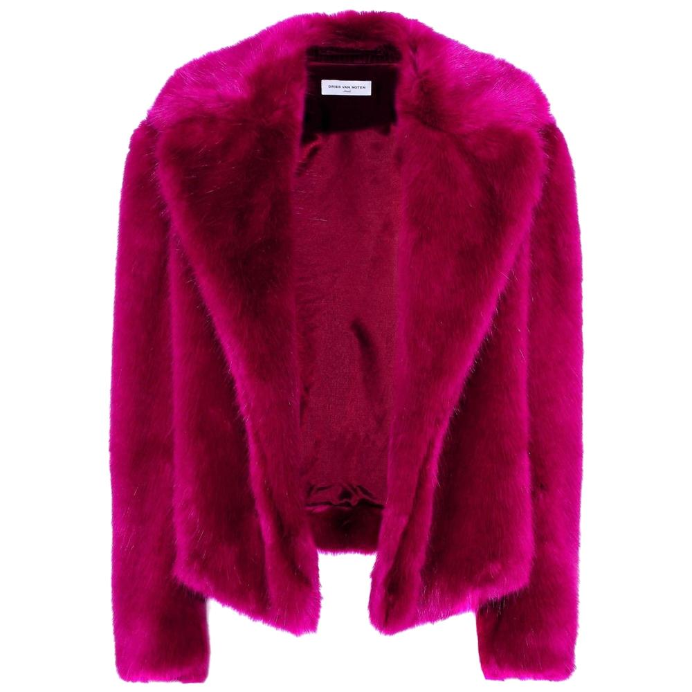 Dries Van Noten Rimbald Faux Fur Jacket Large For Sale