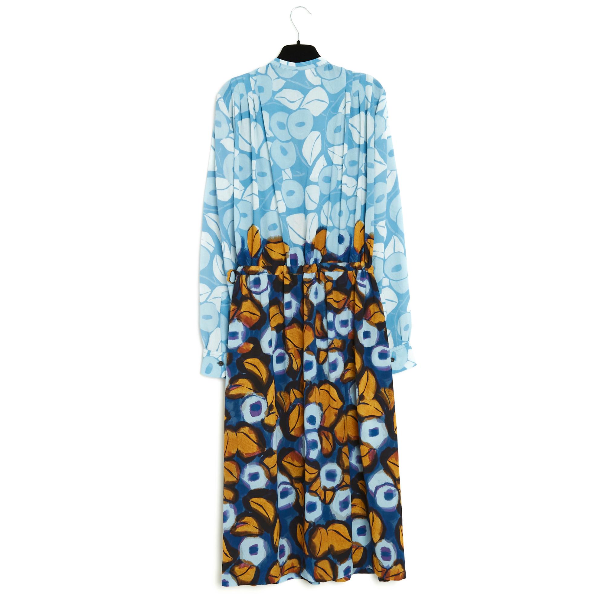 Dries Van Noten Robe FR38 Blue Saffron Crepe Maxi Dress US8 For Sale 1