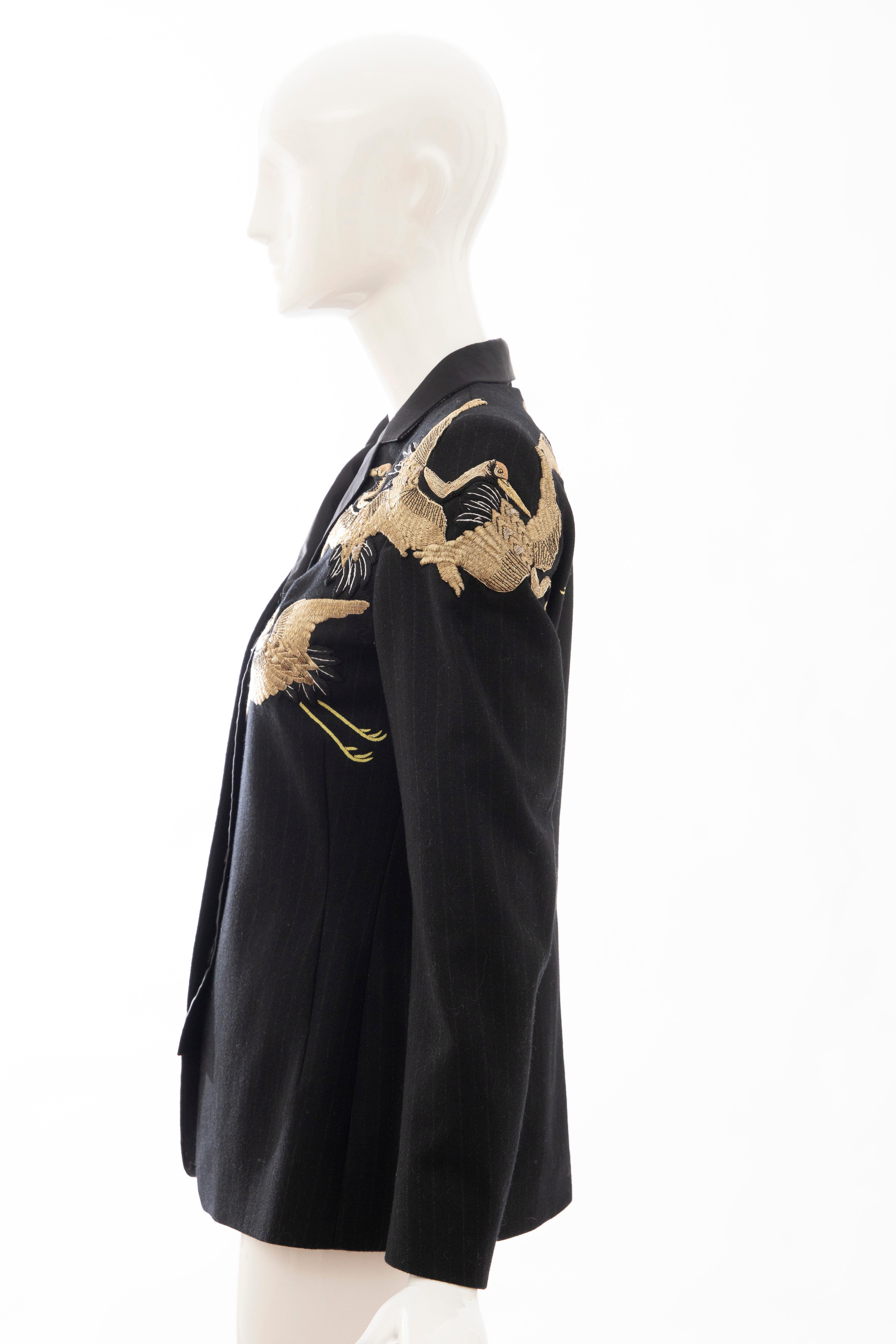 Dries van Noten Runway Black Wool Pinstripe Embroidered Jacket, Fall 2012 4