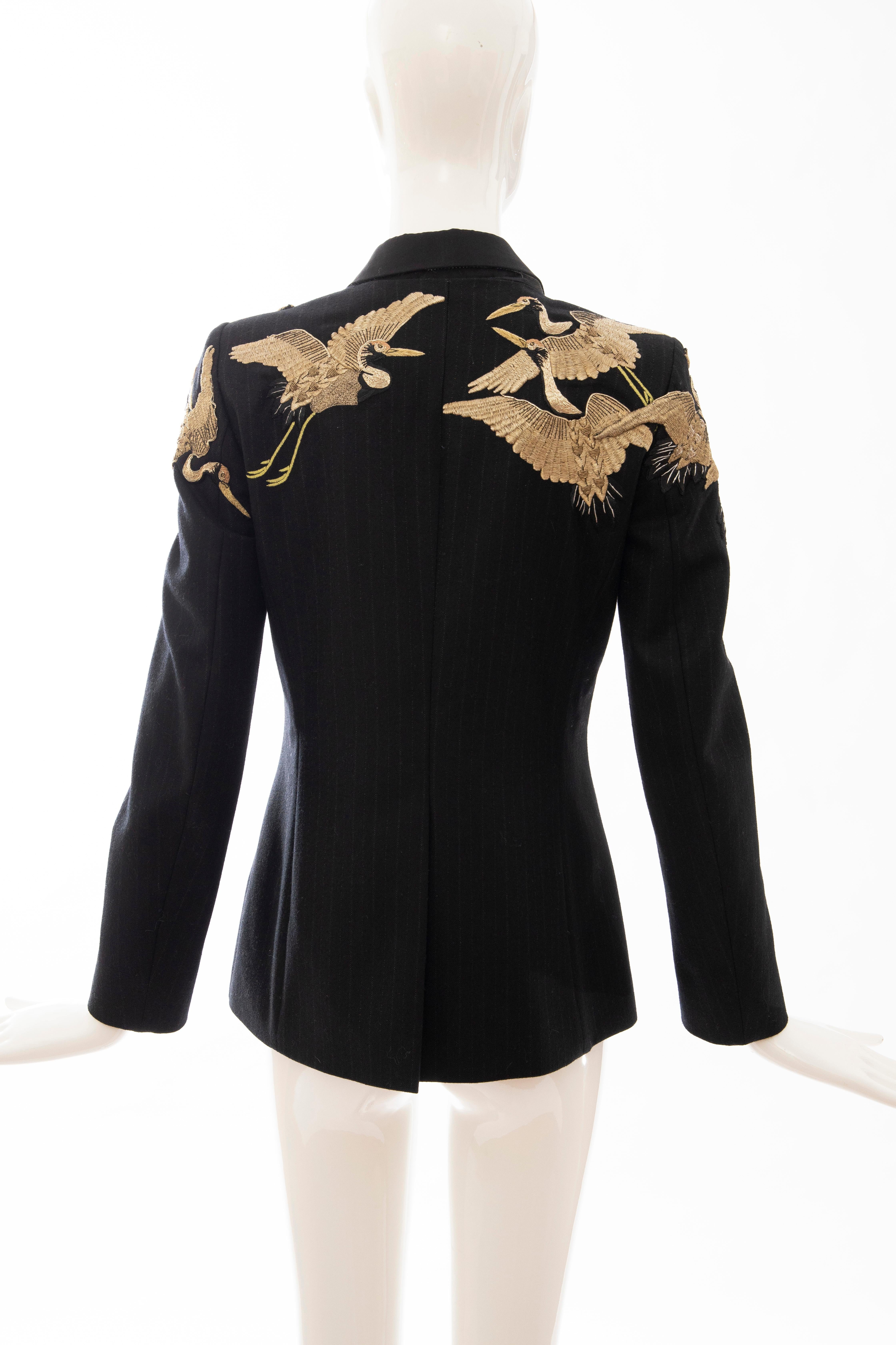 Dries van Noten Runway Black Wool Pinstripe Embroidered Jacket, Fall 2012 1