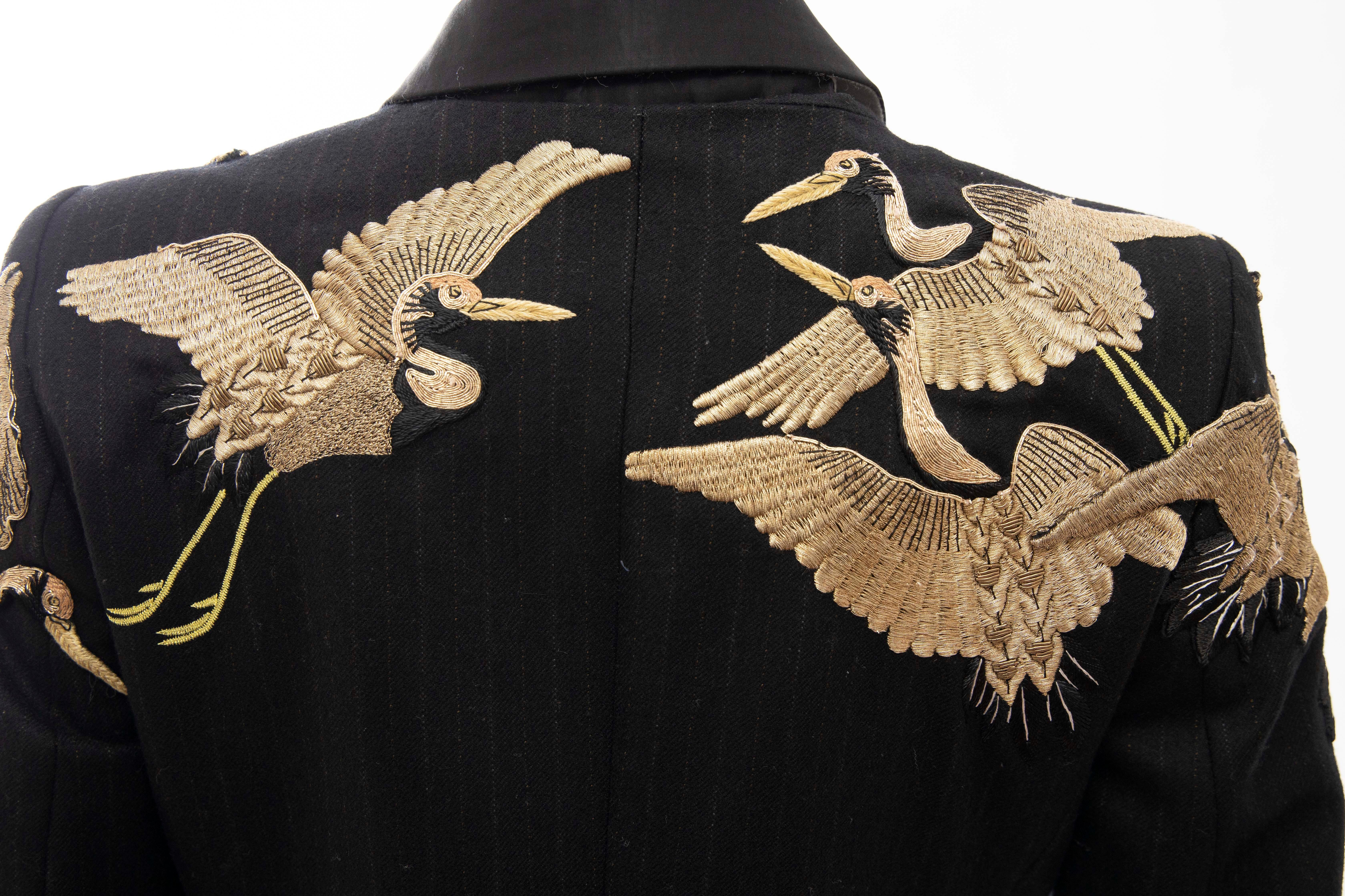 Dries van Noten Runway Black Wool Pinstripe Embroidered Jacket, Fall 2012 2